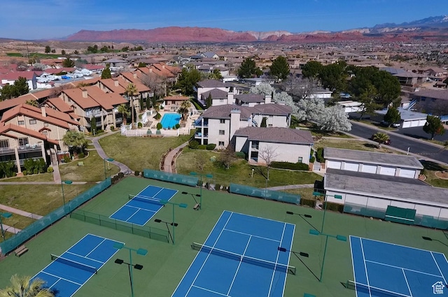 aerial view with a mountain view