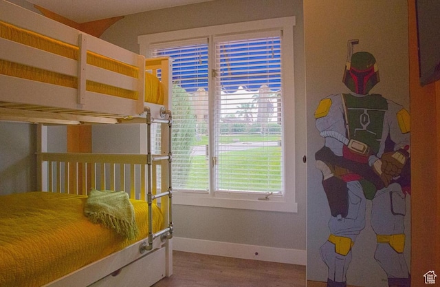 unfurnished bedroom featuring light wood-type flooring