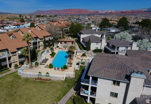 aerial view with a mountain view