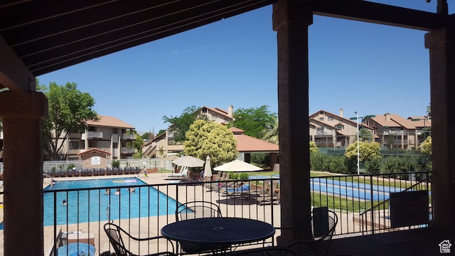 view of pool featuring a patio area