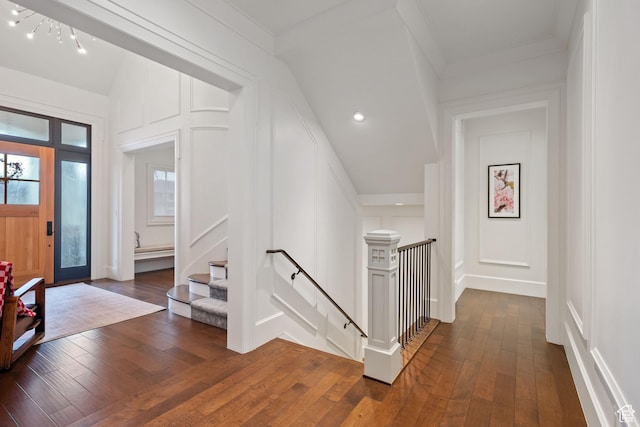 foyer featuring dark wood-type flooring