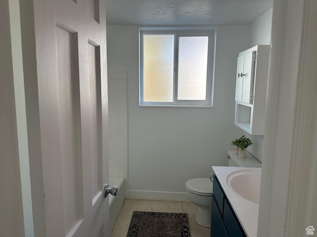 2220 E Murray Holladay Rd Unit 140, Holladay, UT 84117 - full bathroom featuring toilet, vanity, baseboards, a textured ceiling, and shower / bathtub combination
