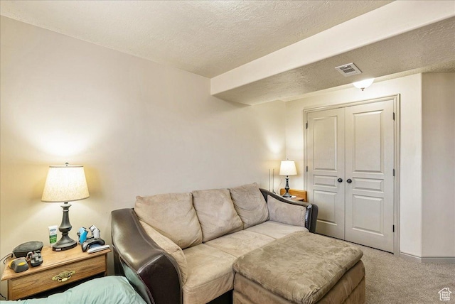 4323 W 25 S, West Point, UT 84015 - living room featuring light colored carpet and a textured ceiling