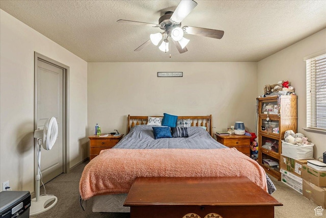 4323 W 25 S, West Point, UT 84015 - carpeted bedroom with ceiling fan and a textured ceiling