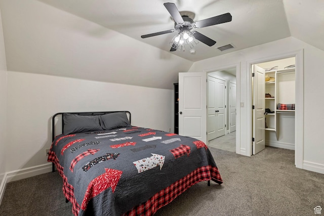 1532 W 3500 N, Pleasant Grove, UT 84062 - carpeted bedroom featuring lofted ceiling, ceiling fan, and a walk in closet