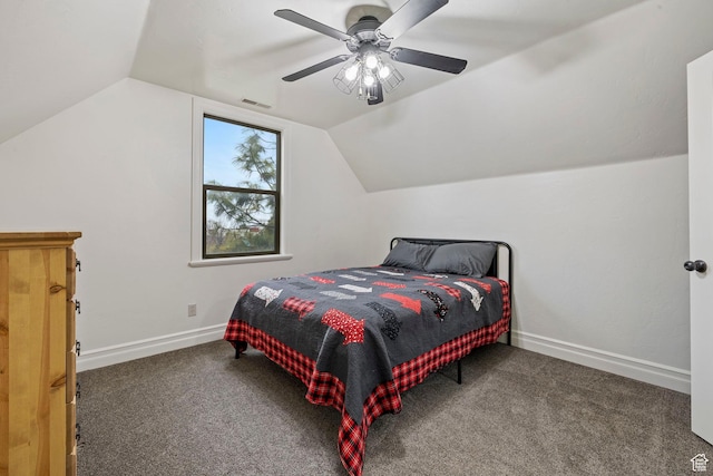 1532 W 3500 N, Pleasant Grove, UT 84062 - bedroom featuring carpet flooring, vaulted ceiling, ceiling fan, and baseboards