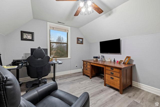 1532 W 3500 N, Pleasant Grove, UT 84062 - office with light wood finished floors, ceiling fan, vaulted ceiling, and baseboards