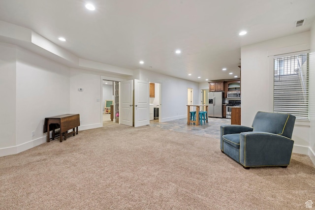 1532 W 3500 N, Pleasant Grove, UT 84062 - living area featuring light carpet, recessed lighting, and baseboards