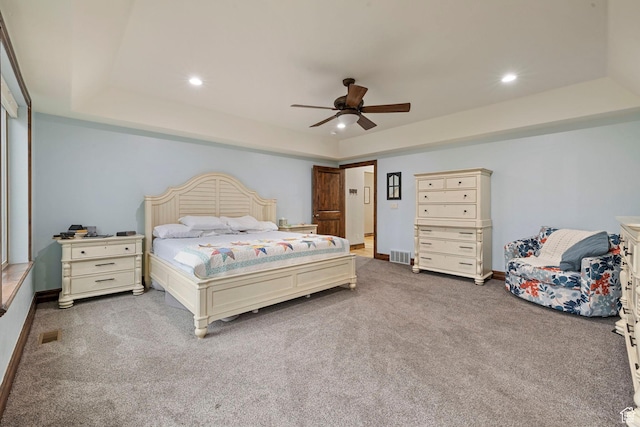1532 W 3500 N, Pleasant Grove, UT 84062 - carpeted bedroom featuring a raised ceiling, recessed lighting, baseboards, and ceiling fan