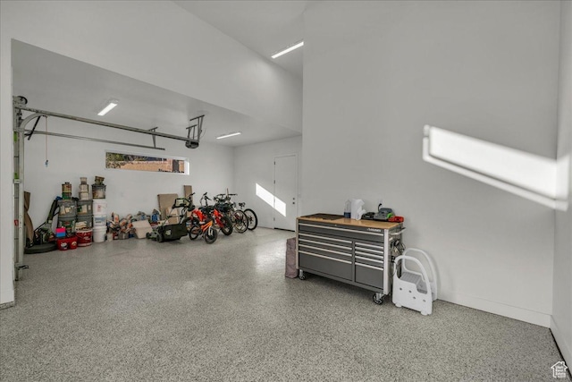 garage with a garage door opener