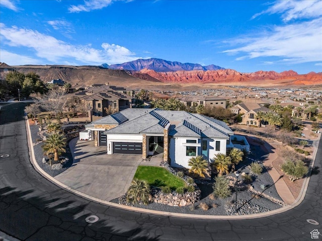 aerial view with a mountain view