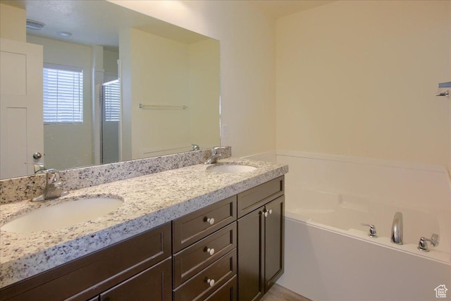 bathroom featuring vanity and a bathing tub
