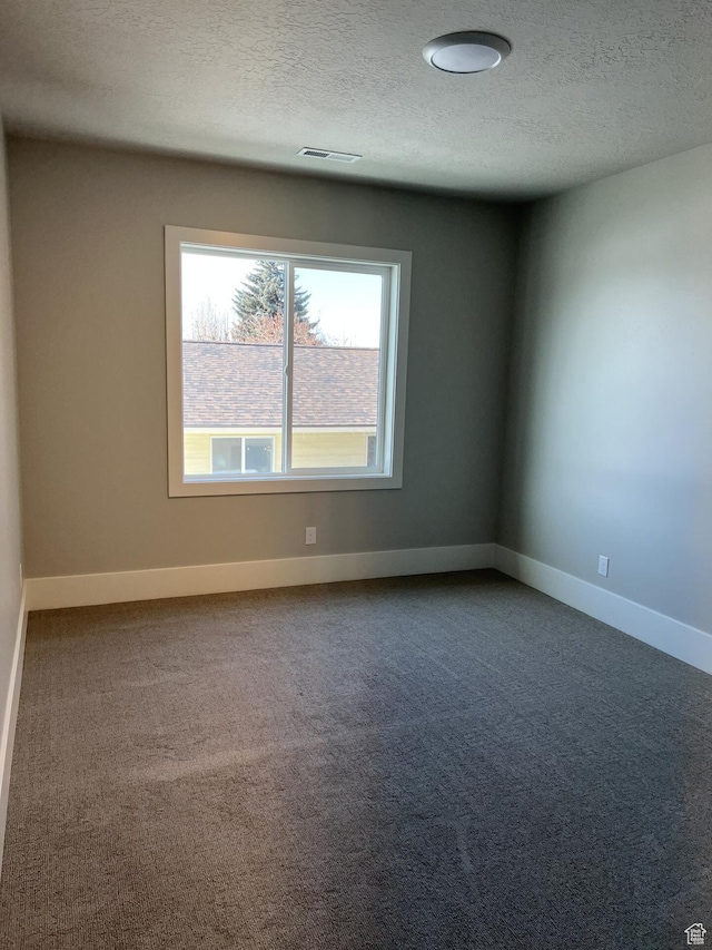 spare room with carpet and a textured ceiling