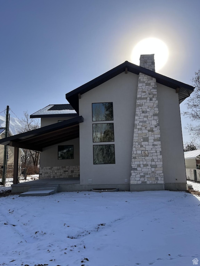 view of snowy exterior