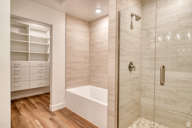 241 E 100 N Unit 3, Moab, UT 84532 - bathroom with wood-type flooring and independent shower and bath