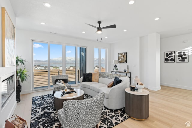 113 E Watson Dr S, Saratoga Springs, UT 84045 - living room featuring light hardwood / wood-style flooring and ceiling fan