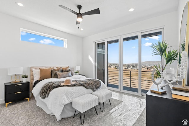 113 E Watson Dr S, Saratoga Springs, UT 84045 - bedroom featuring carpet floors, access to exterior, and ceiling fan