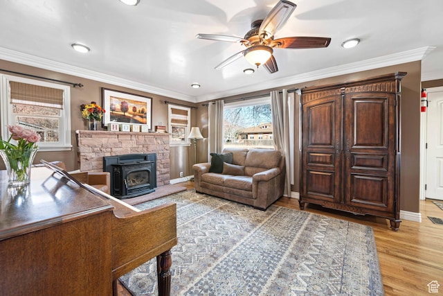 75 N 200 W, Kanab, UT 84741 - living room with hardwood / wood-style flooring, ornamental molding, and ceiling fan