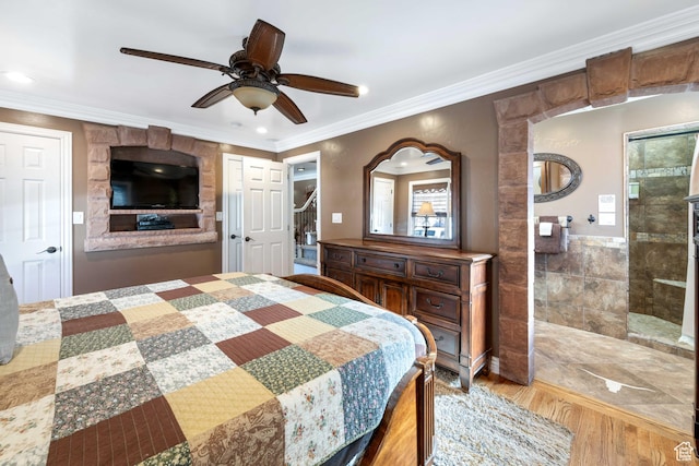 75 N 200 W, Kanab, UT 84741 - bedroom with crown molding, light hardwood / wood-style flooring, and ceiling fan