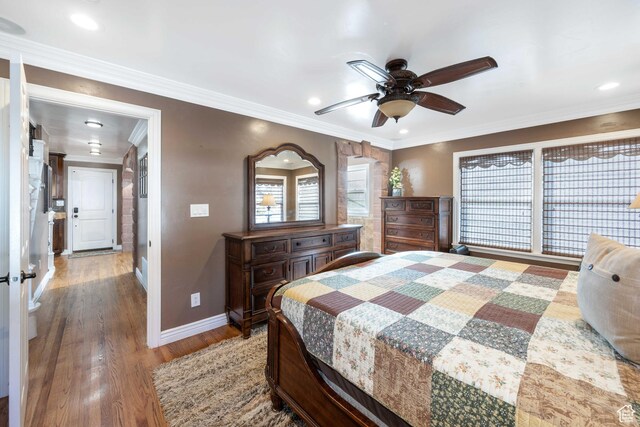75 N 200 W, Kanab, UT 84741 - bedroom with crown molding, hardwood / wood-style floors, and ceiling fan