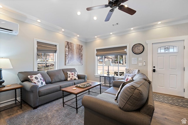 75 N 200 W, Kanab, UT 84741 - living room with crown molding, a wealth of natural light, and a wall unit AC