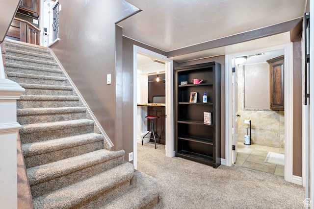 75 N 200 W, Kanab, UT 84741 - stairway featuring built in shelves and carpet floors