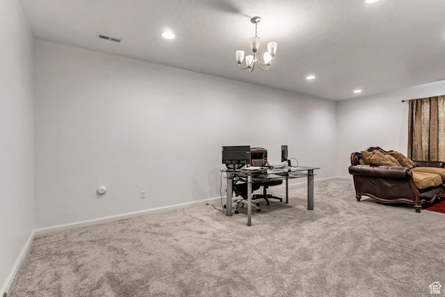 739 W Wild Hyacinth Dr, Saratoga Springs, UT 84045 - carpeted office space featuring an inviting chandelier