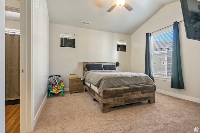 1772 W Tera Vista Ln Unit G302, Saratoga Springs, UT 84045 - carpeted bedroom with lofted ceiling and ceiling fan