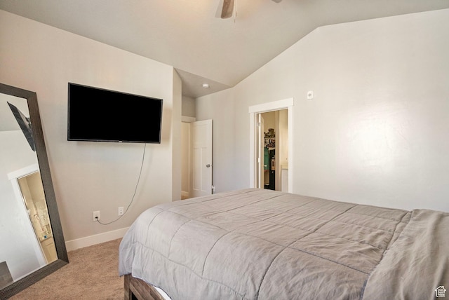 1772 W Tera Vista Ln Unit G302, Saratoga Springs, UT 84045 - bedroom with lofted ceiling, light colored carpet, and ceiling fan