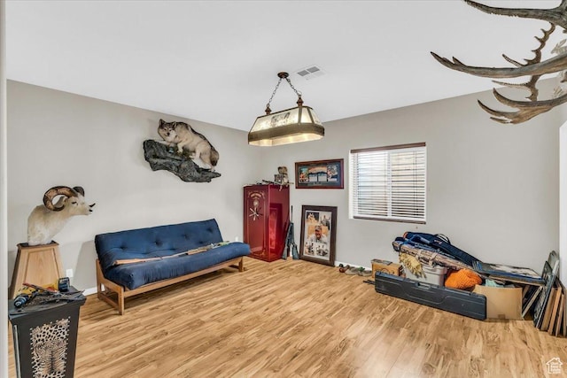living area featuring hardwood / wood-style flooring