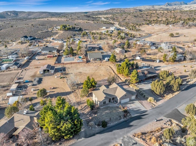 drone / aerial view with a mountain view