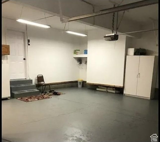 garage with a garage door opener
