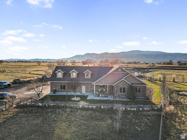 6668 S 3200 W, Spanish Fork, UT 84660 - view of front of home with a patio, a mountain view, fence, and a rural view