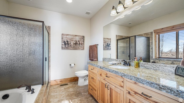 6668 S 3200 W, Spanish Fork, UT 84660 - full bathroom with visible vents, baseboards, a stall shower, and vanity