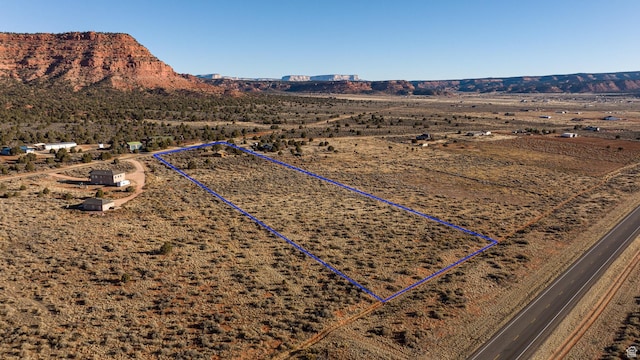 birds eye view of property with a mountain view
