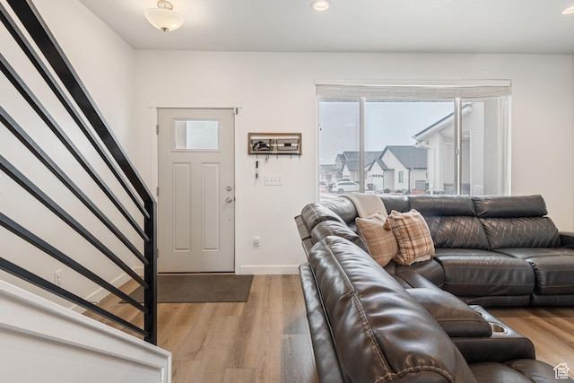 living room featuring light hardwood / wood-style floors