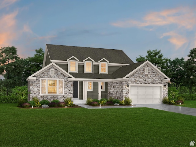 1282 Pearl Ct, Hoytsville, UT 84017 - craftsman house with a garage and a lawn