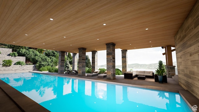 460 E Big Dutch Dr, Heber City, UT 84032 - view of pool featuring a mountain view and an outdoor hangout area