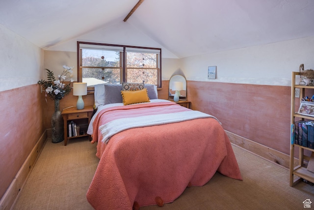 232 E 100 S, Moab, UT 84532 - bedroom featuring carpet and vaulted ceiling with beams
