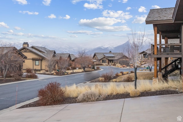 view of street with a mountain view