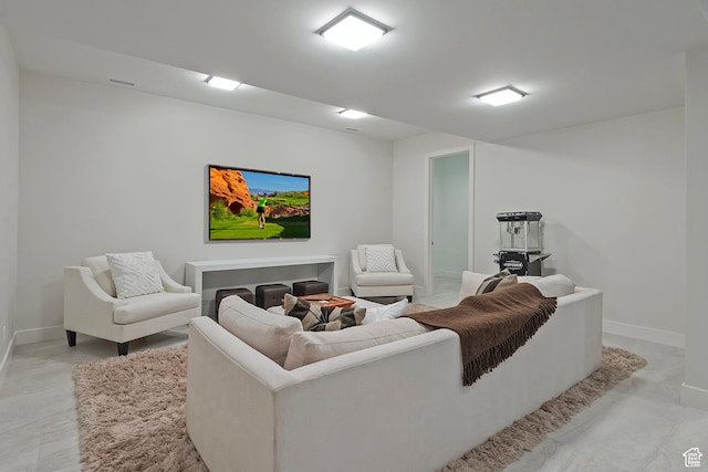 living area with baseboards