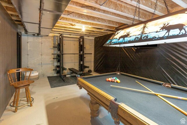 1088 N Freeman Dr, Saratoga Springs, UT 84045 - playroom with concrete floors and billiards