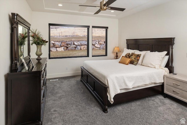 3450 N 1930 E, North Logan, UT 84341 - bedroom with dark carpet and ceiling fan
