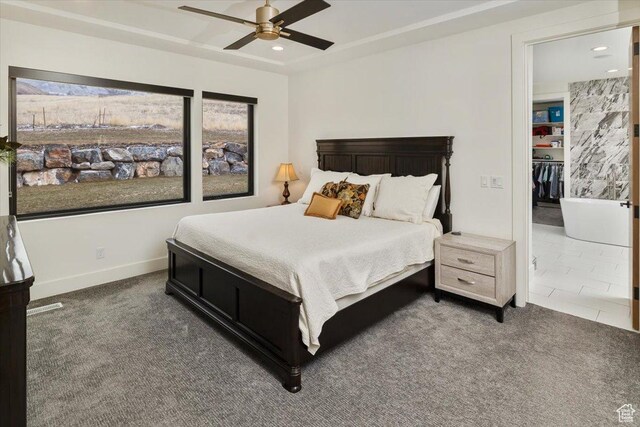 3450 N 1930 E, North Logan, UT 84341 - bedroom with dark colored carpet, a spacious closet, and ceiling fan