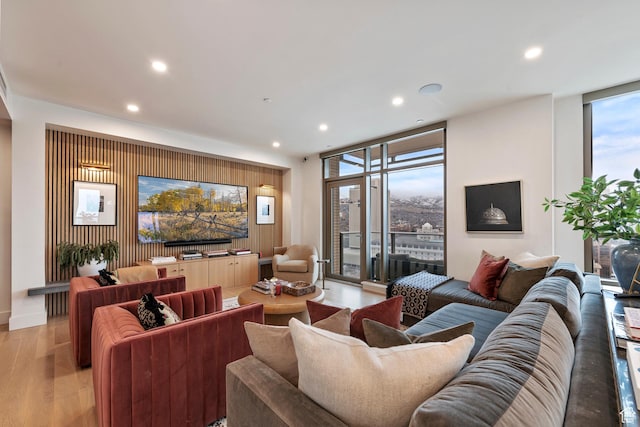 99 W S Temple St S Unit 2201, Salt Lake City, UT 84101 - living room with floor to ceiling windows and light hardwood / wood-style floors