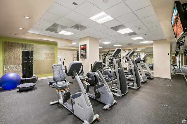 99 W S Temple St S Unit 2201, Salt Lake City, UT 84101 - exercise room featuring a paneled ceiling