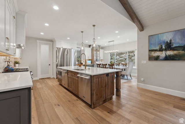 13299 S Laurel Park Ln, Draper, UT 84020 - kitchen featuring light countertops, a sink, white cabinets, and stainless steel appliances