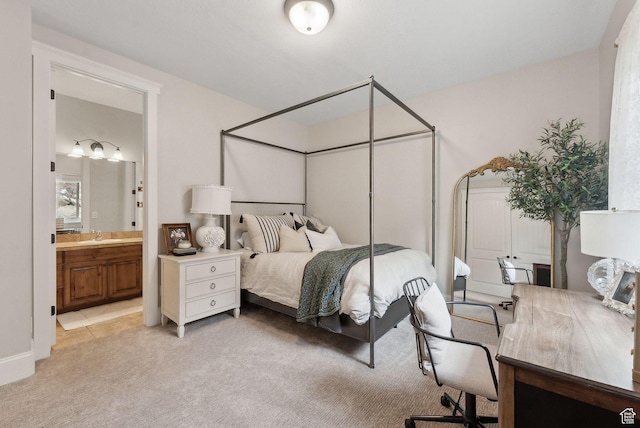 13299 S Laurel Park Ln, Draper, UT 84020 - bedroom with a sink, light carpet, and ensuite bathroom