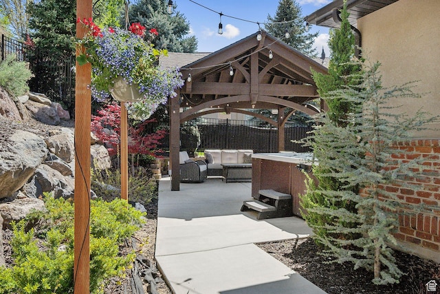13299 S Laurel Park Ln, Draper, UT 84020 - view of patio with a gazebo, outdoor lounge area, and fence