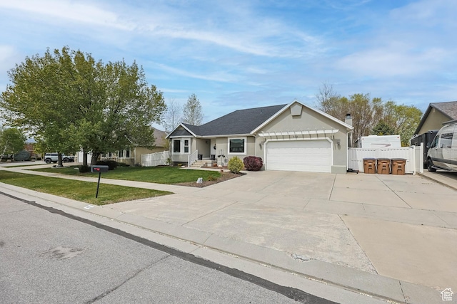 888 W Vahe St S, Draper, UT 84020 - ranch-style house featuring an attached garage, driveway, a front lawn, and fence